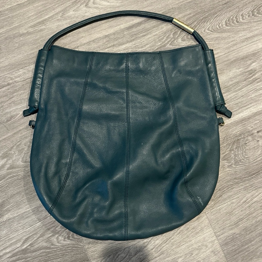 Foley and Corinna Green Shoulder Bag Leather Gold Accents,